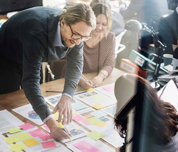 People gathered together working on an agile plan
