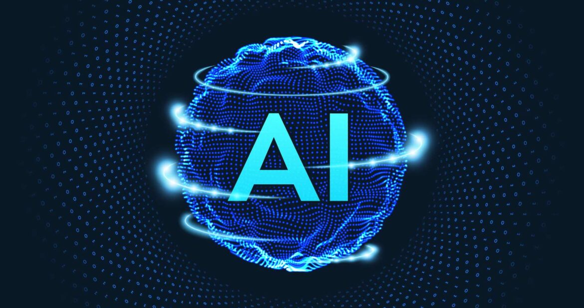 Artificial Intelligence world in formed by an holographic form