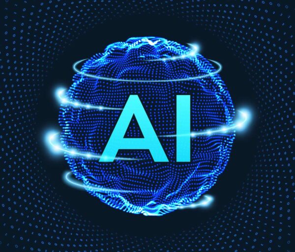 Artificial Intelligence world in formed by an holographic form