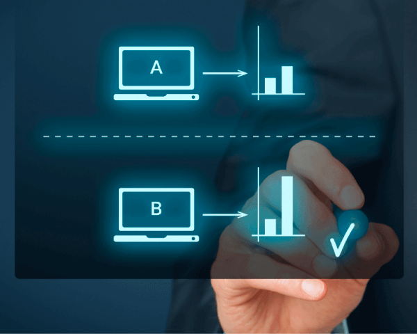 Holographic image of an A/B Testing example