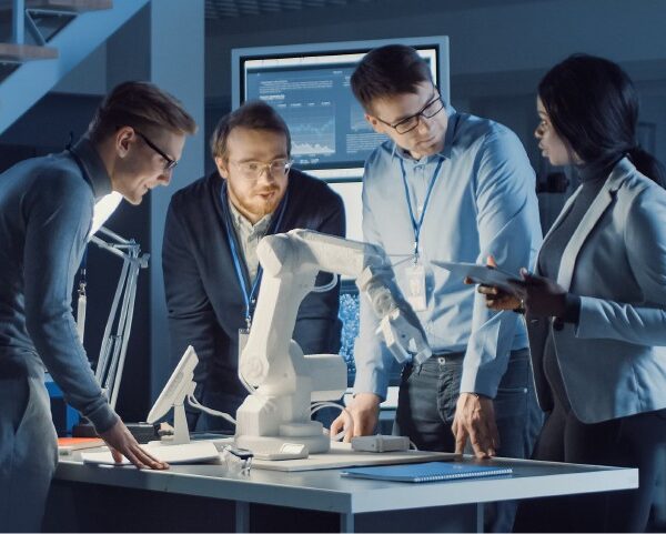Group of executives working on the office and talking about innovation