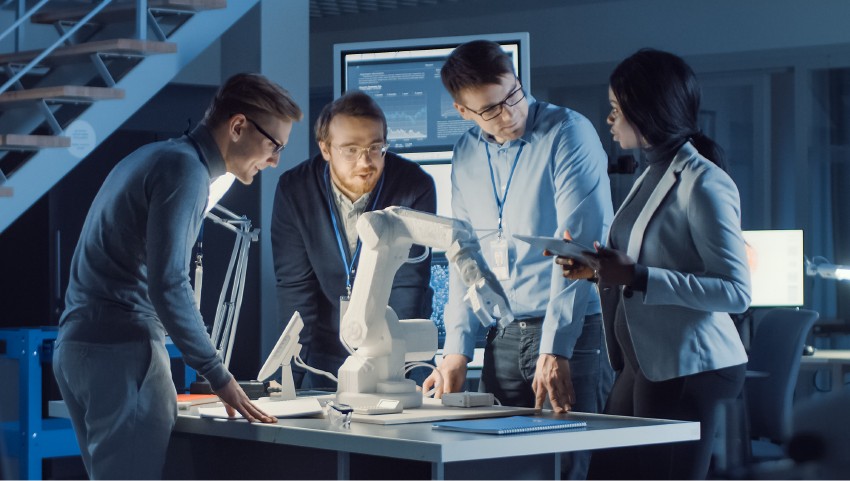 Group of executives working on the office and talking about innovation