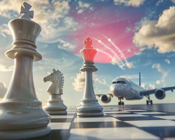 An airplane on a chessboard