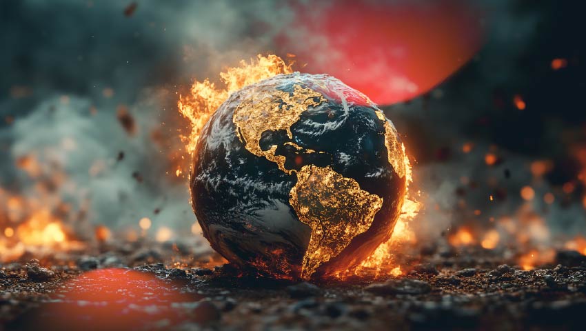 Global warming burning fire in the world